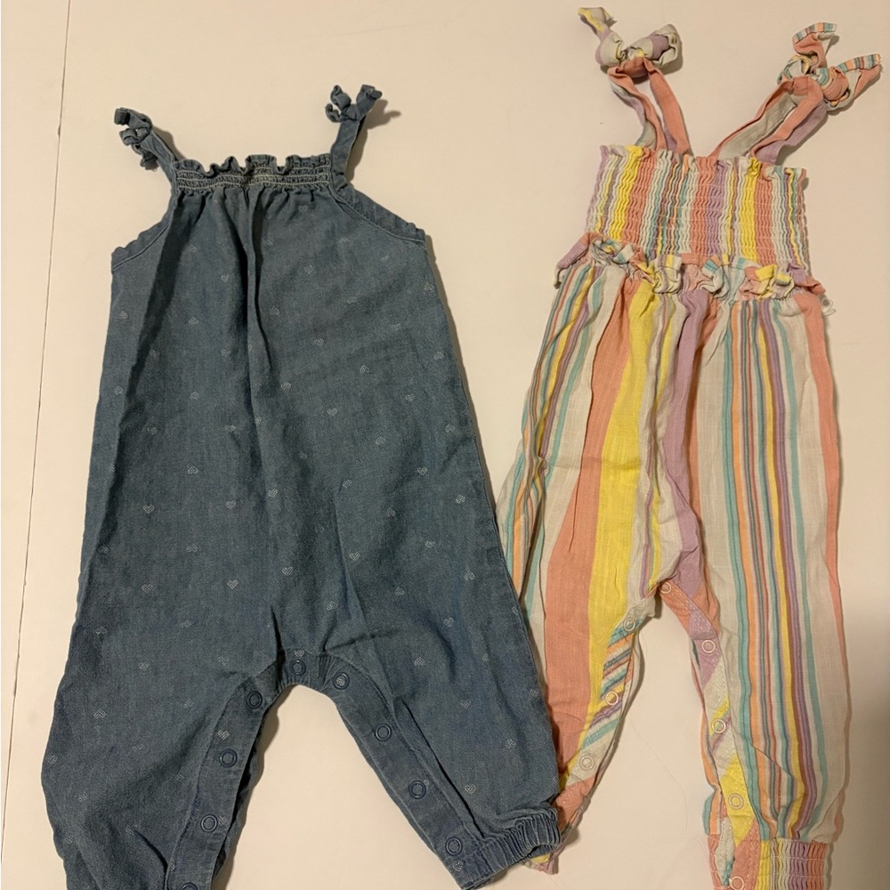 Blue and Striped Jumpsuit Romper Bundle 6-9months